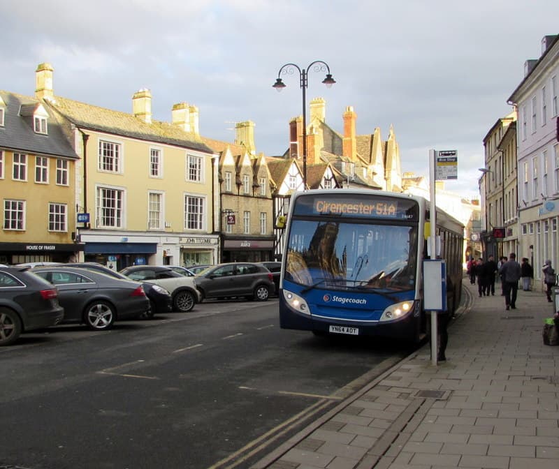 Local bus at a Cotswold village stop